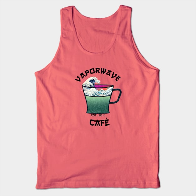 Vaporwave Aesthetic Great Wave Off Kanagawa Cafe Coffee Tank Top by mycko_design